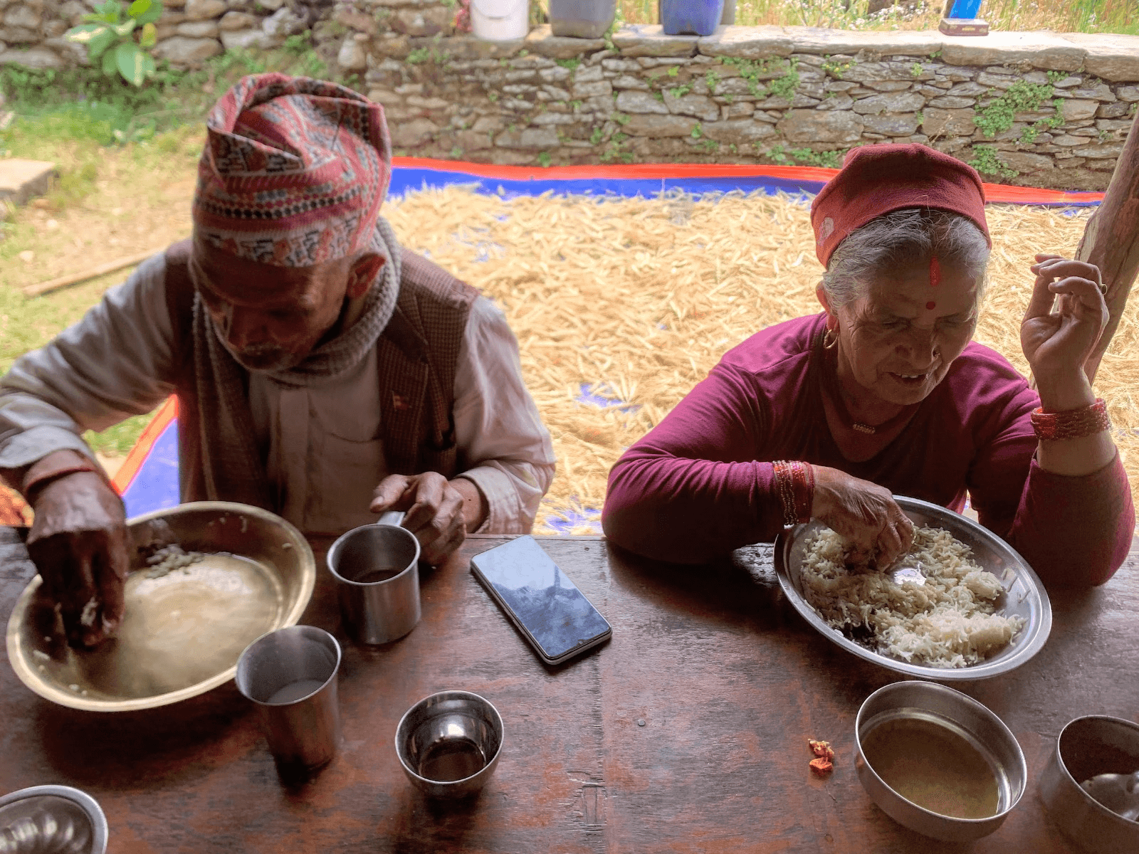 grandparents having their meal