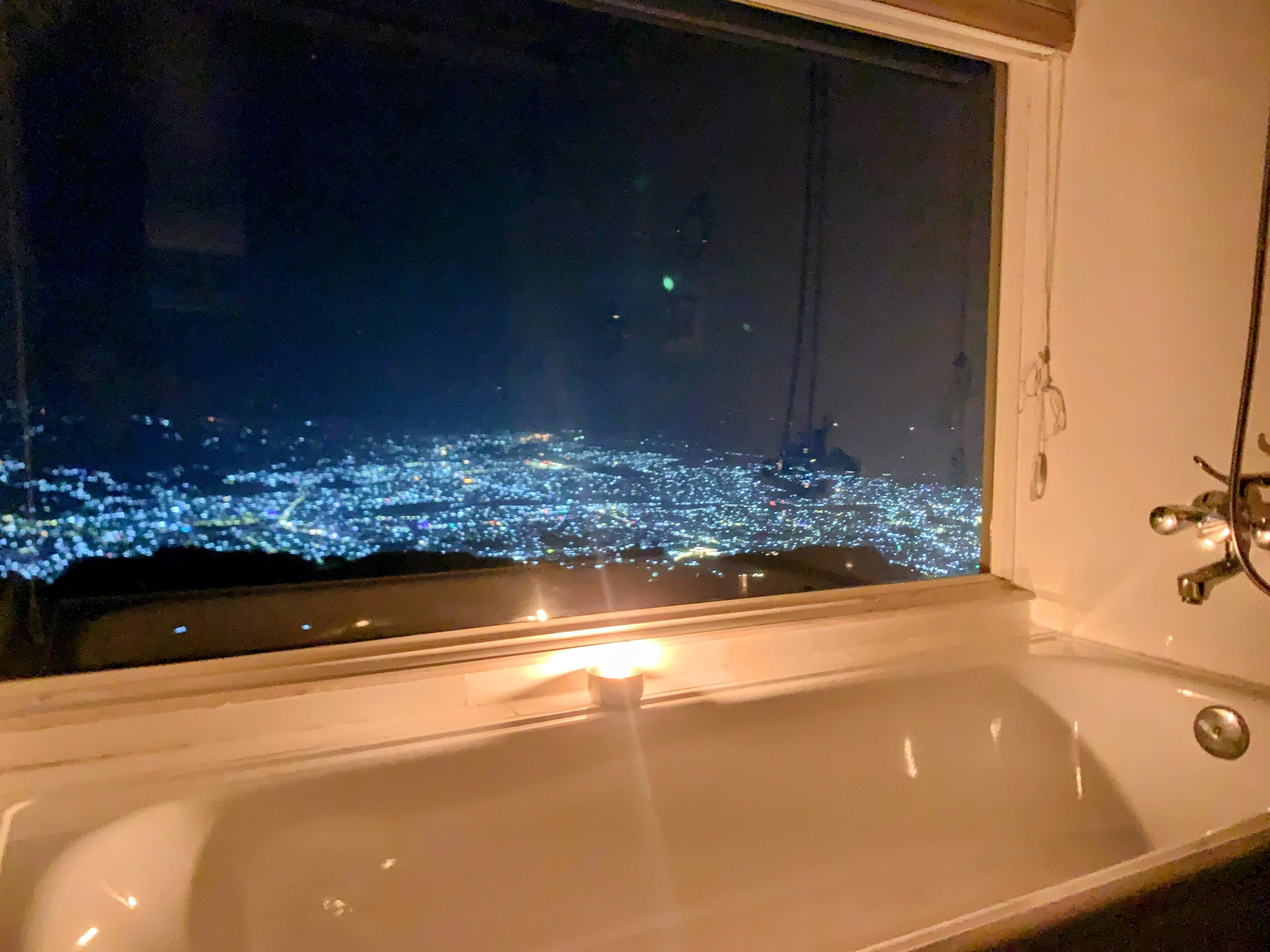 night view from tub