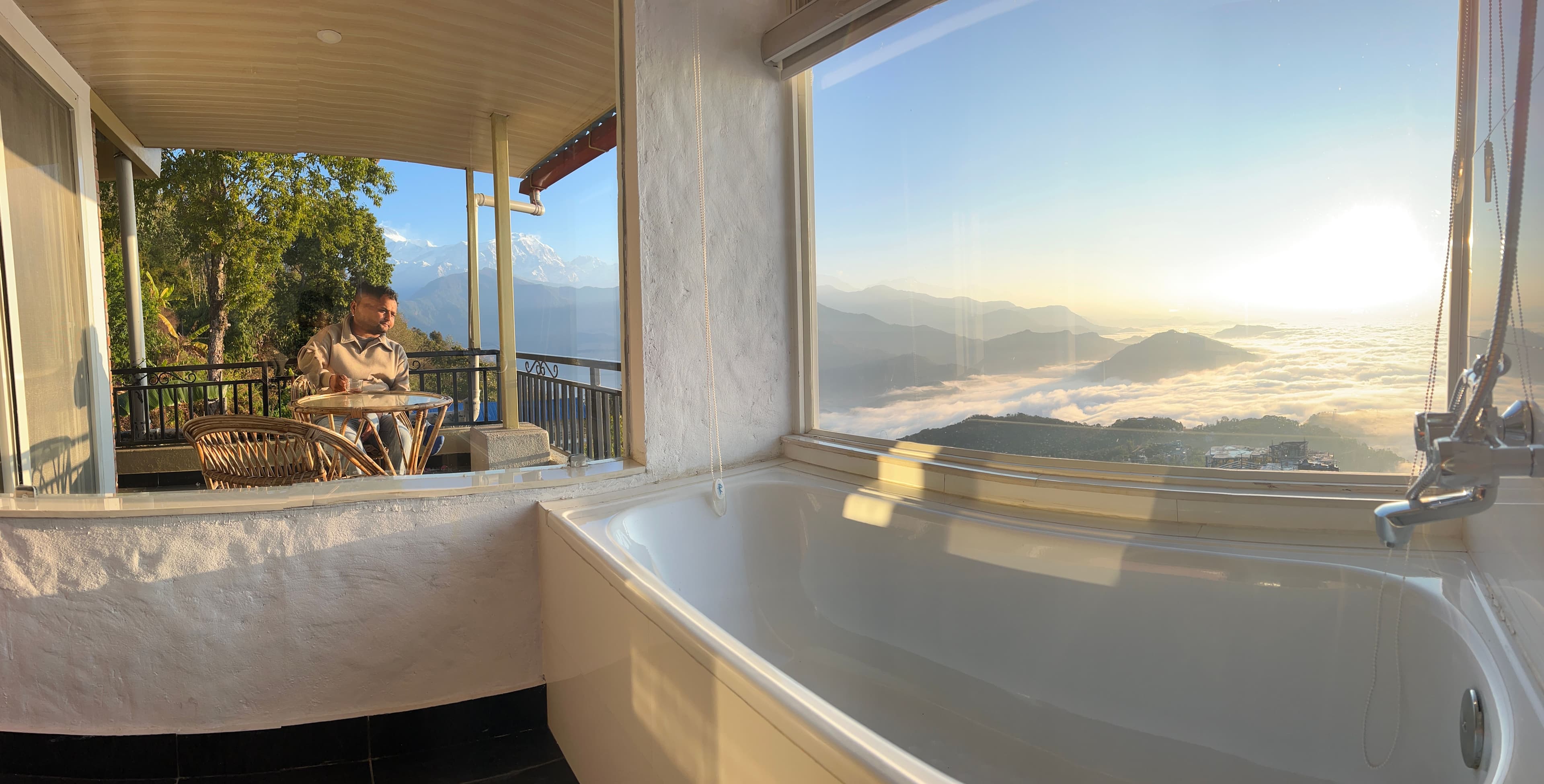 balcony with mountain view