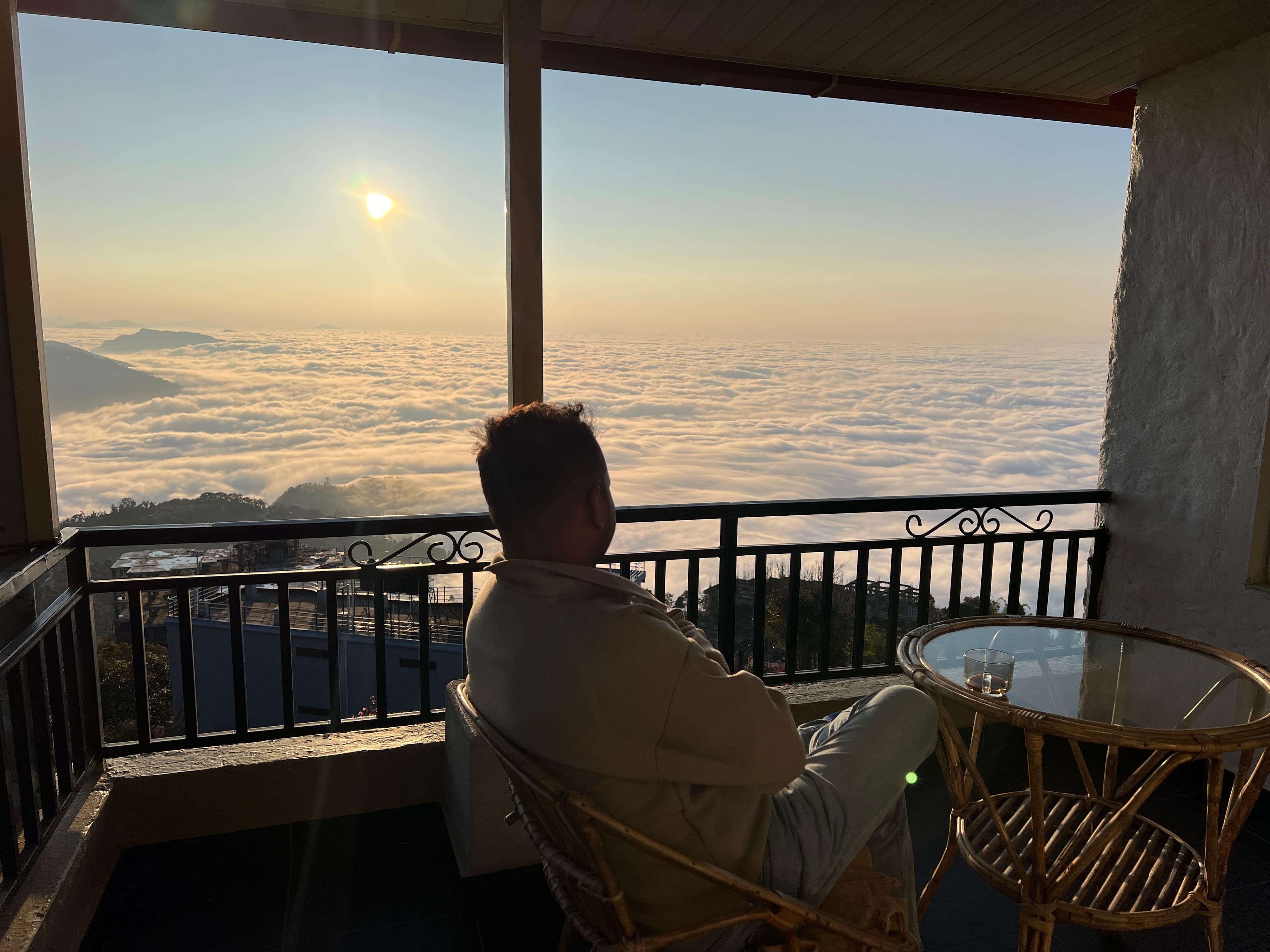 balcony with the view of sea of clouds