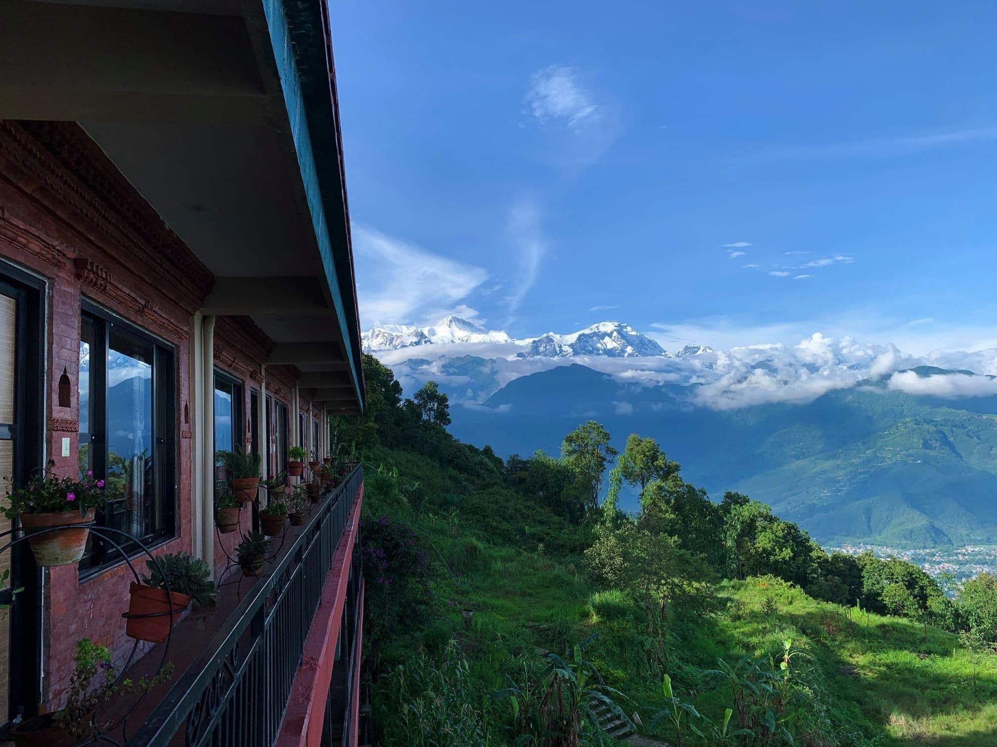 hotel rooms and mountain range