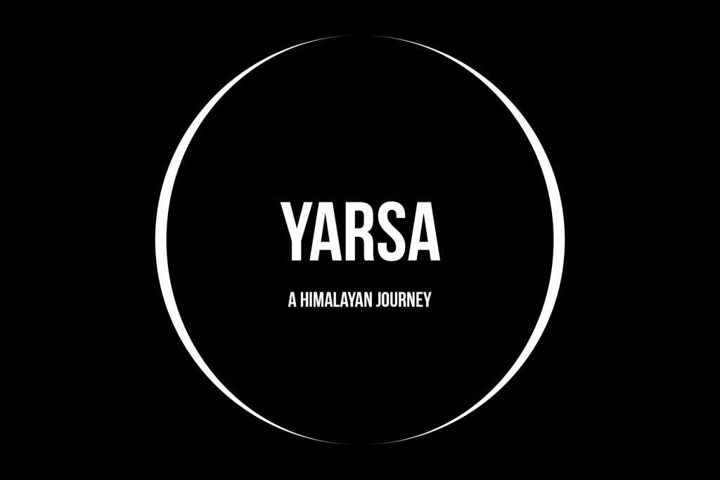 Circular Logo of Yarsa with text on center on a black background.